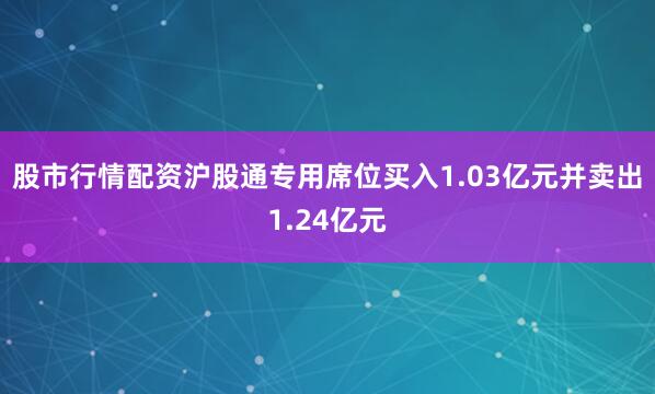 股市行情配资沪股通专用席位买入1.03亿元并卖出1.24亿元