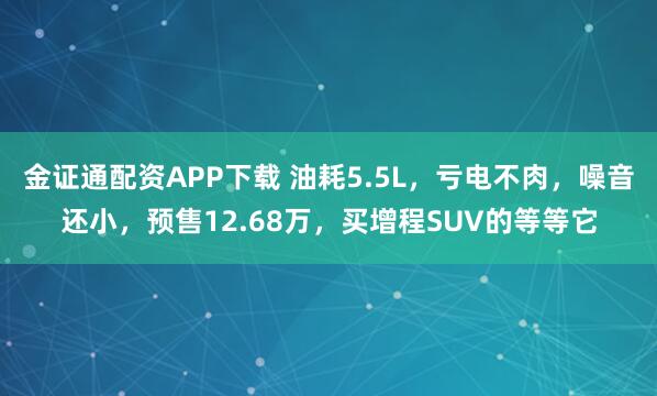 金证通配资APP下载 油耗5.5L,亏电不肉,噪音还小,预售12.68万,买增程SUV的等等它